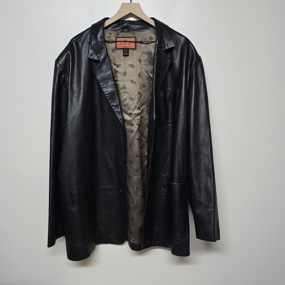 Bullock & Jones‎ Mens Buttery Soft 100% Genuine Black Leather Sports Jacket XXL
